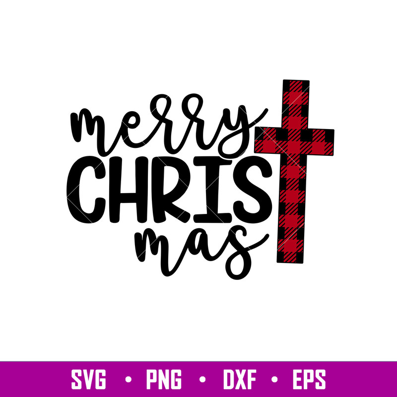 Merry Christmas Buffalo Cross, Merry Christmas Buffalo Cross Svg, Merry Christmas Svg, Buffalo Plaid Svg, png,dxf,eps file.jpg