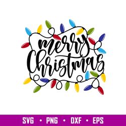 Merry Christmas Lights 1, Merry Christmas Svg, Christmas Lights Svg, Christmas Lettering Svg, png,eps,dxf file