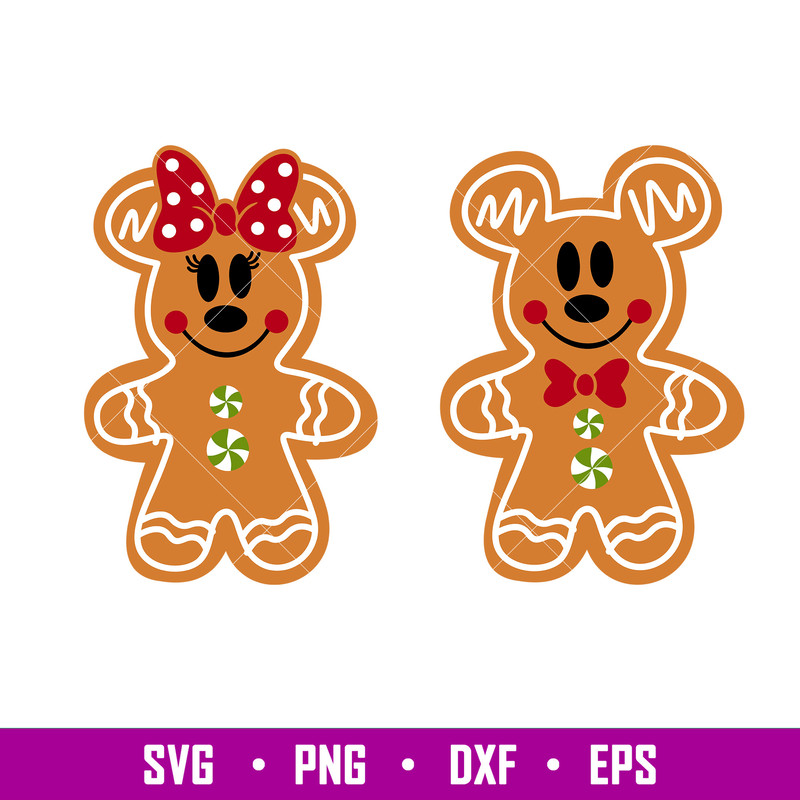 Minnie Mickey Cookies, Mickey _ Minnie Gingerbread Cookie Svg, Disney Svg, Christmas Svg, png,dxf,eps file.jpg