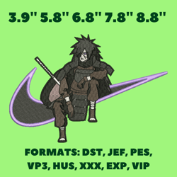 nike madara embroidery design file, naruto anime embroidery design, anime pes design, machine embroidery design