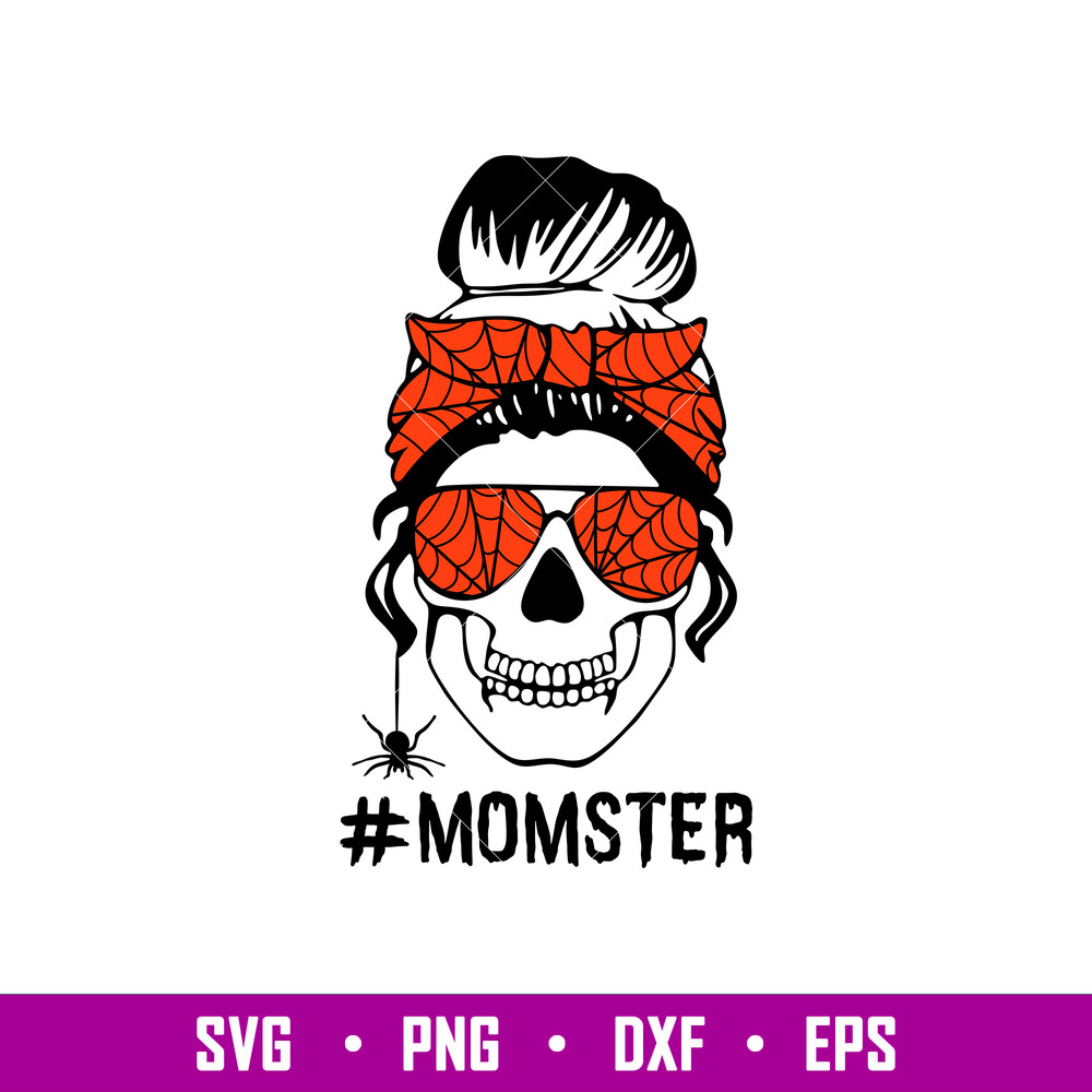 Momster Skull, Momster Skull Svg, Halloween Mom Skull Svg, Halloween Svg,png,dxf,eps file.jpg