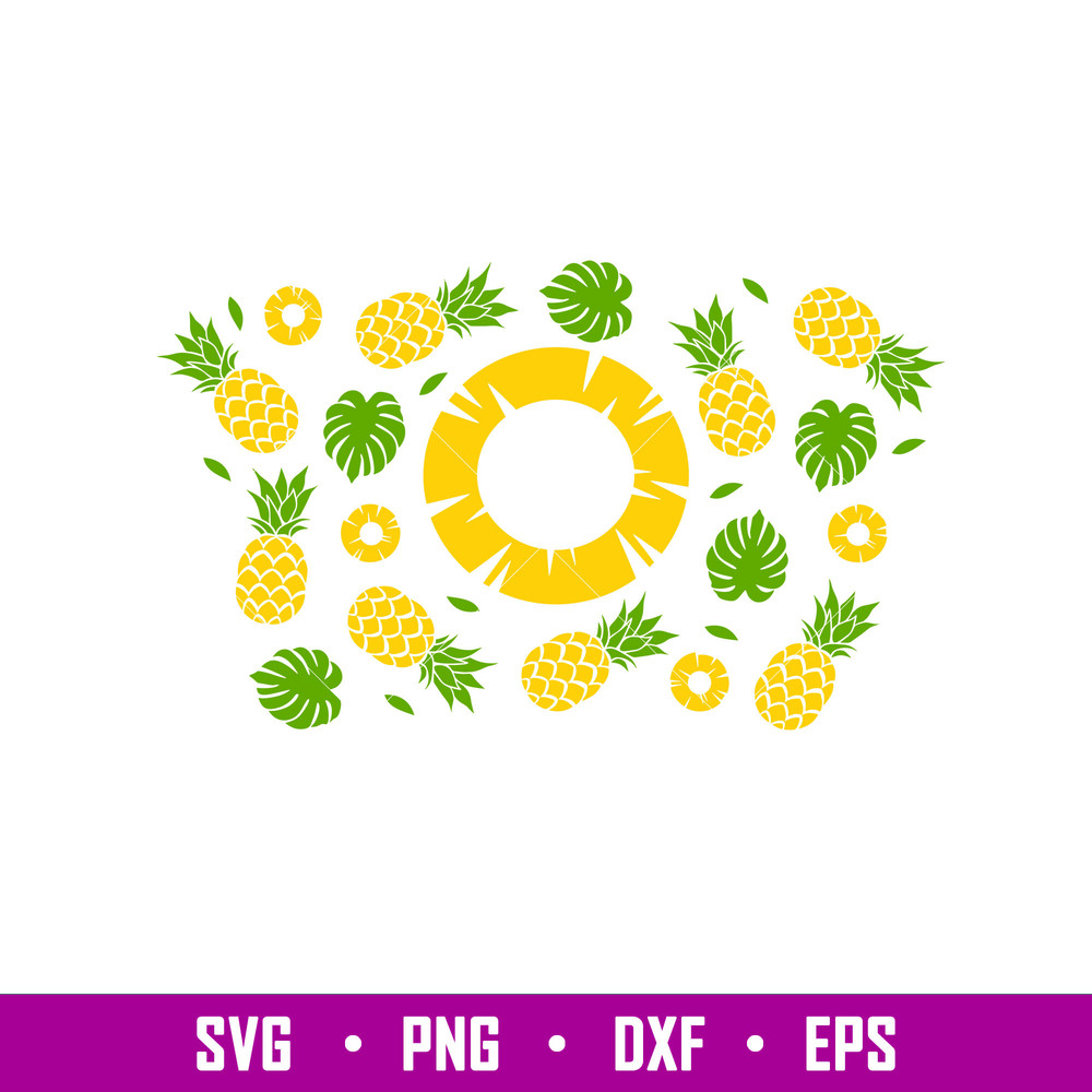 Pineapple Summer Full Wrap, Pineapple Summer Full Wrap Svg, Starbucks Svg, Coffee Ring Svg, Cold Cup Svg, png,dxf,eps file.jpg