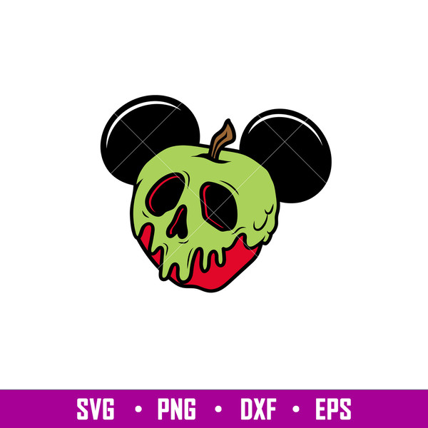 Poison Apple Ears, Poison Apple Mickey Svg, Halloween Svg, Evil Queen Svg, Skull Svg, png,dxf,eps file.jpg
