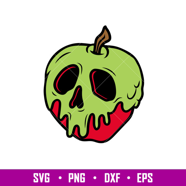 Poison Apple, Poison Apple Svg, Halloween Svg, Evil Queen Svg, Skull Svg, png,dxf,eps file.jpg