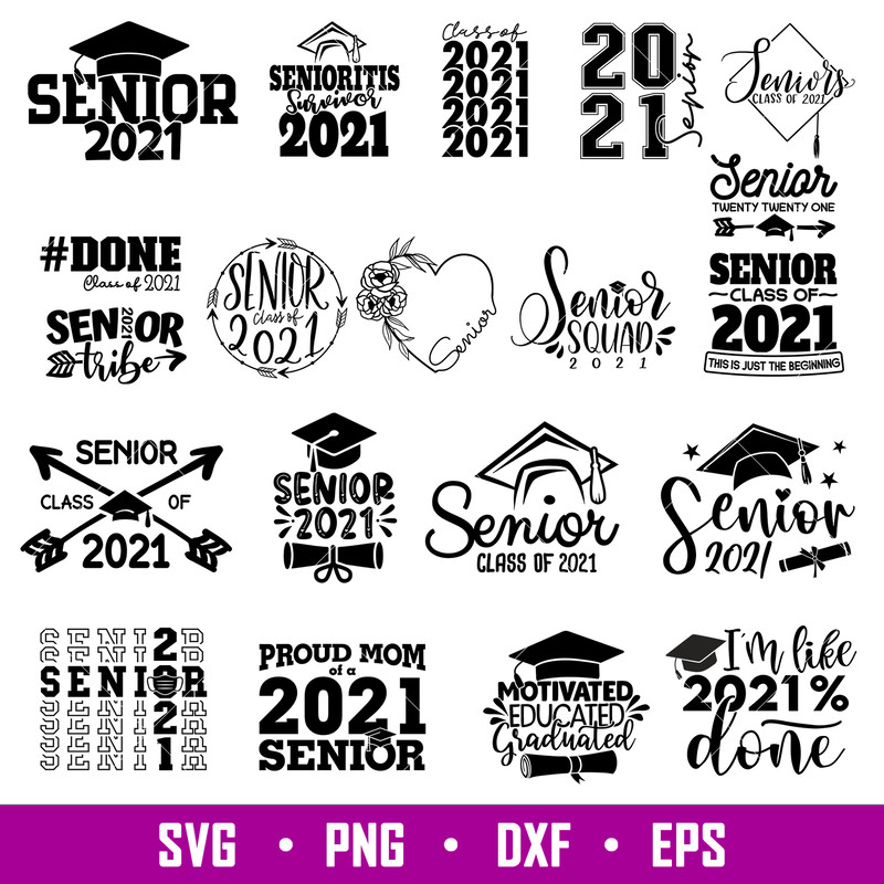 Senior 2021 Bundle Vol 2, Senior 2021 Bundle Svg, Class of 2021 Svg, Senior 2021 Svg, Graduation Svg,png,dxf,eps file.jpg