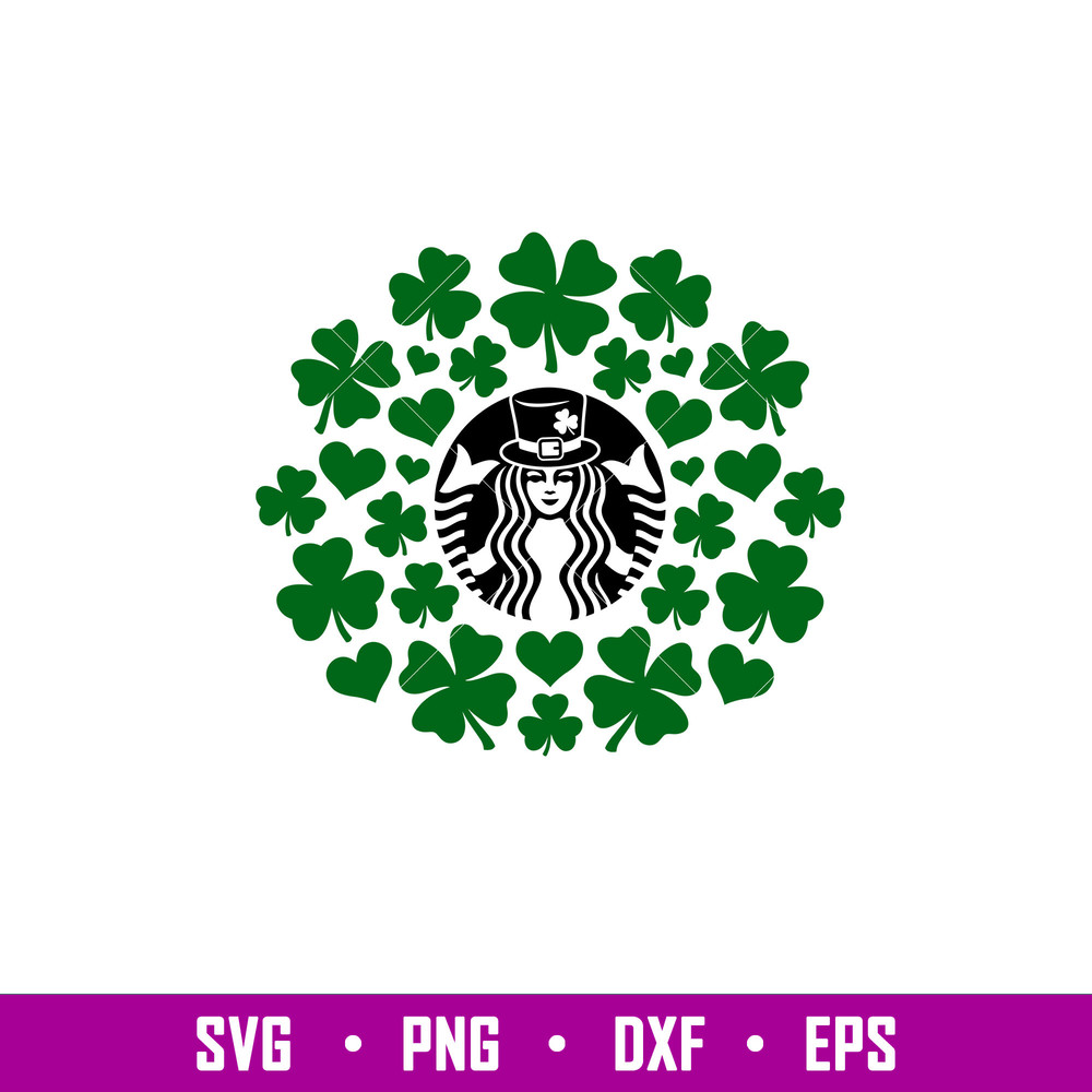 Shamrock Wrap, Shamrock Starbucks Wrap Svg, St. Patrick’s Day Svg, Lucky Svg, Irish Svg, Clover Svg, png,dxf,eps file.jpg