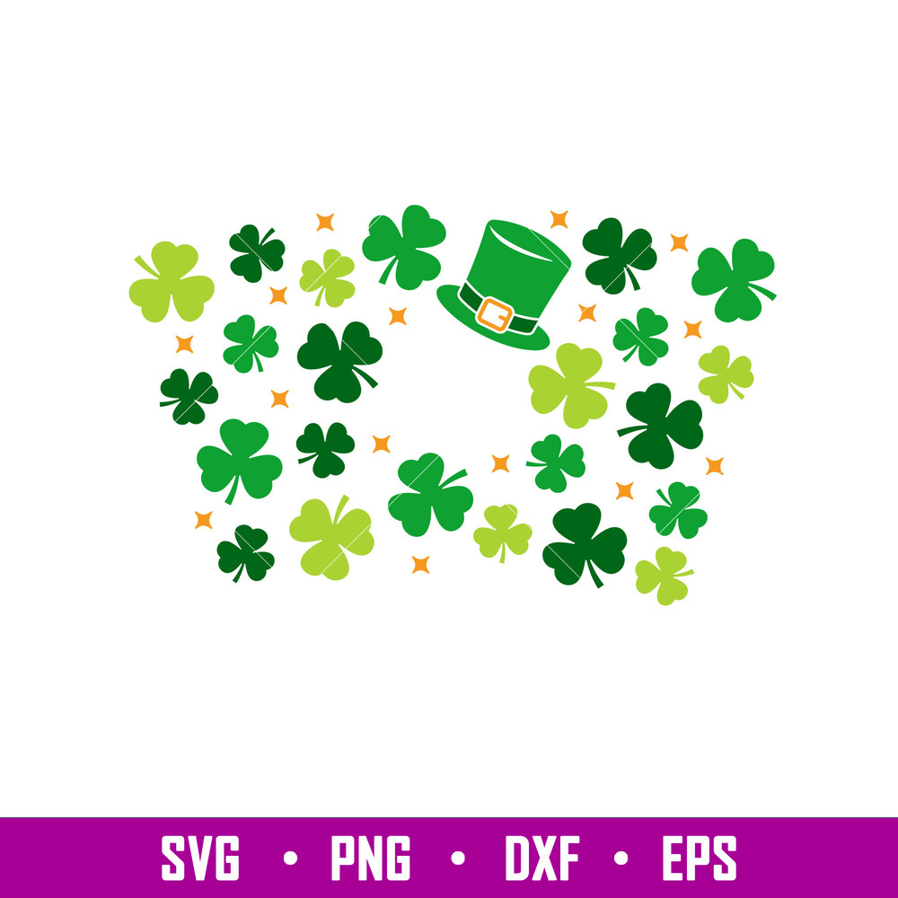 St Patricks Day Shamrock Full Wrap, St. Patrick’s Day Shamrock Full Wrap Svg, Starbucks Svg, Coffee Ring Svg, Cold Cup Svg, png,dxf,eps file.jpg