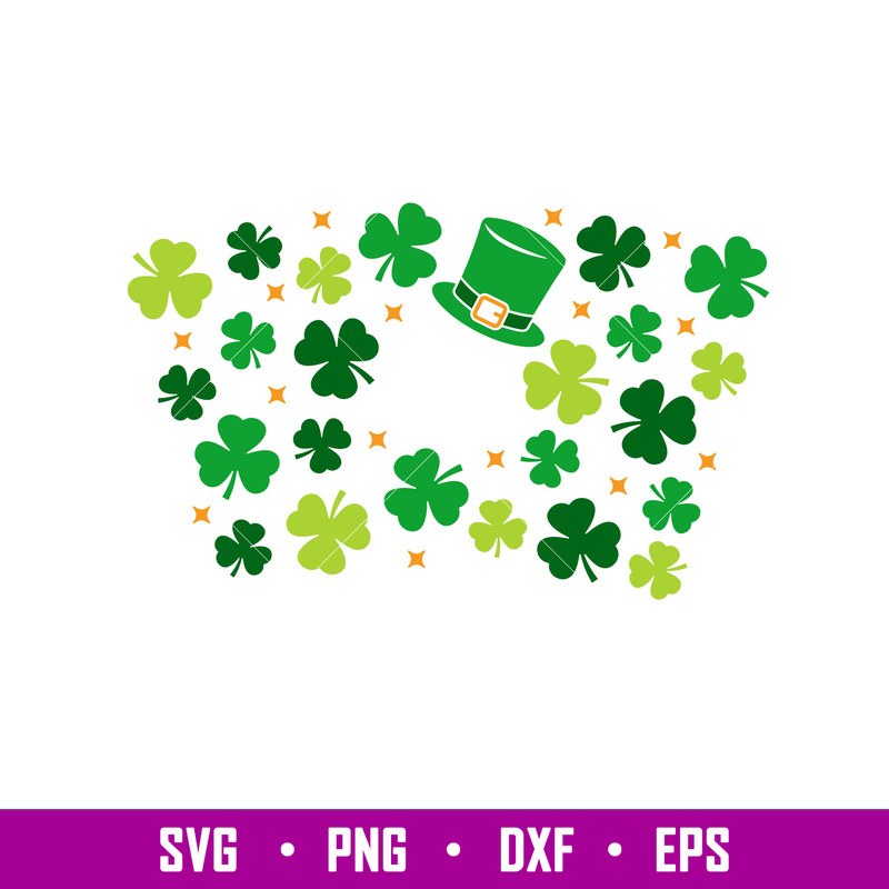 St Patricks Day Shamrock Full Wrap, St. Patrick’s Day Shamrock Full Wrap Svg, Starbucks Svg, Coffee Ring Svg, Cold Cup Svg, png,dxf,eps file.jpg