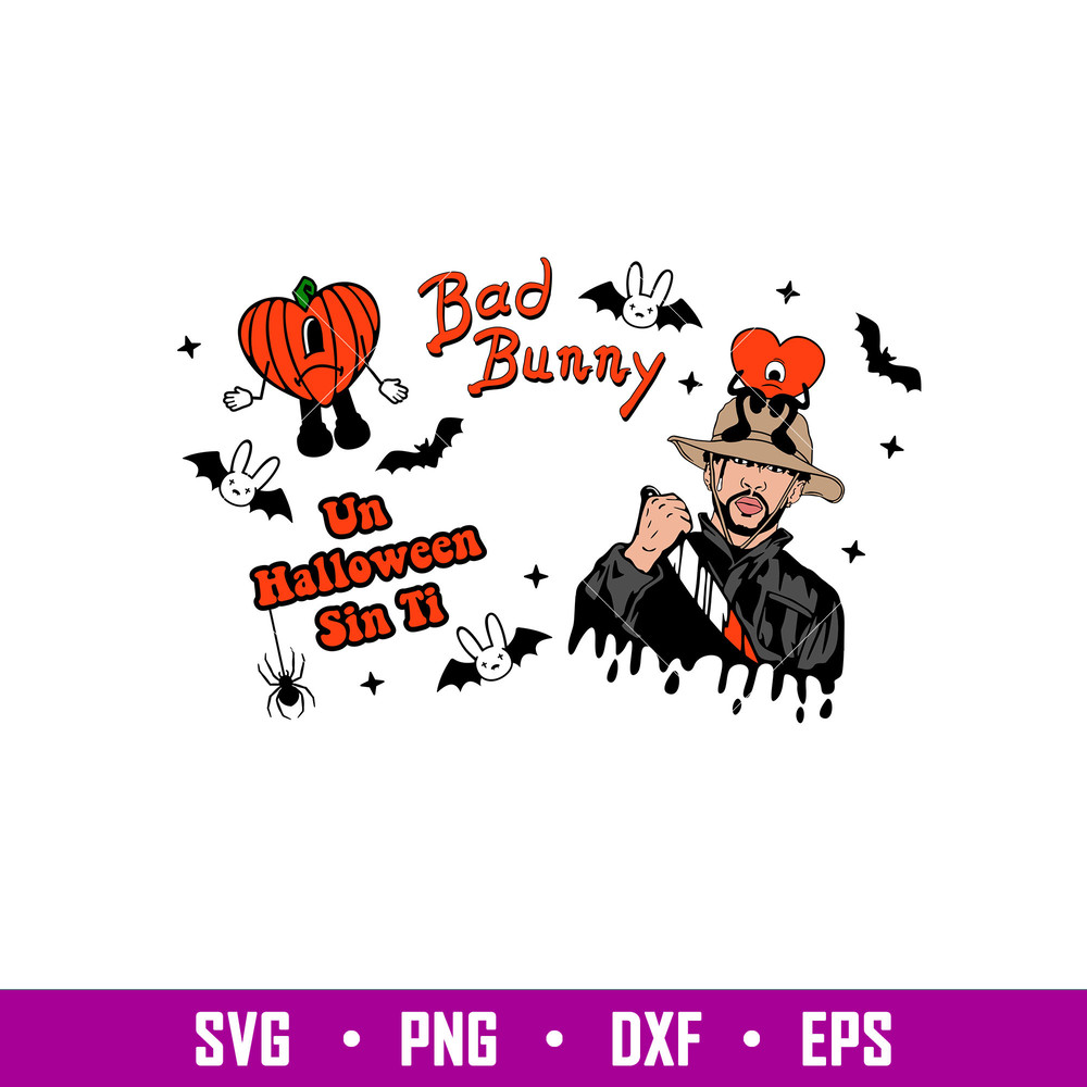 Un Halloween Sin Ti Full Wrap, Un Halloween Sin Ti Starbucks Full Wrap Svg, Halloween Svg, Spooky Season Svg, Trick or Treat Svg,png,dxf,eps file.jpg