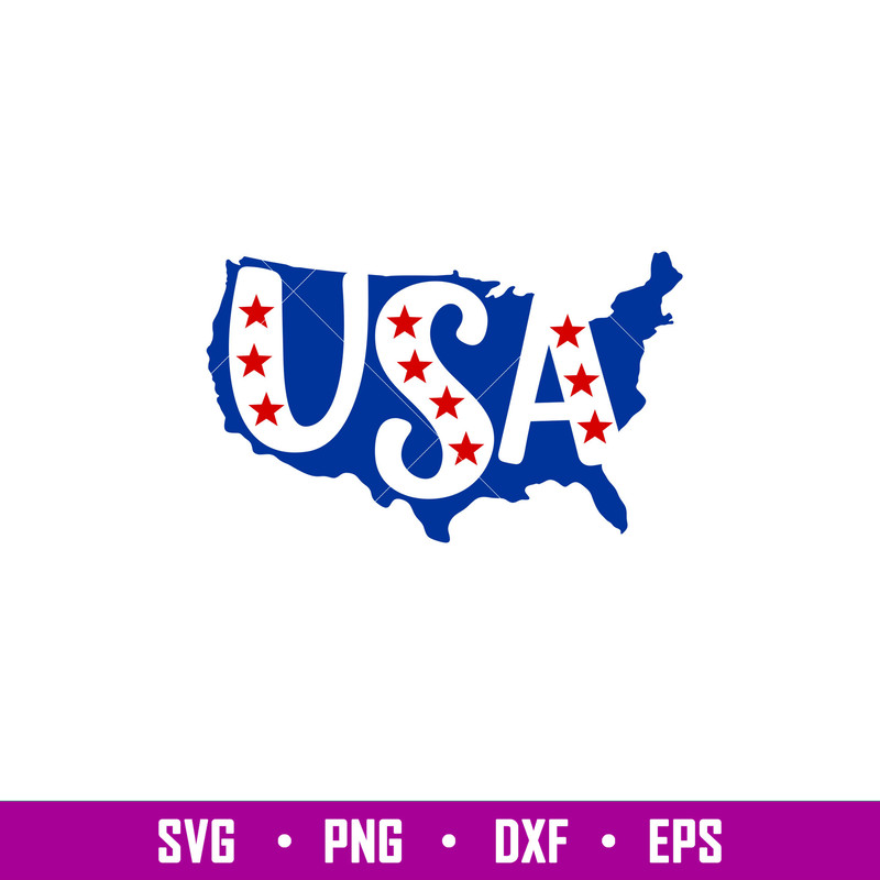 Usa Map, Usa Map Svg, 4th of July Svg, Patriotic Svg, Independence Day Svg, USA Svg,png,dxf,eps file.jpg