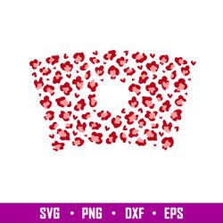 Valentines Leopard Heart Full Wrap, Valentines Leopard Heart Full Wrap Svg, Starbucks Svg, Coffee Ring Svg, Cold Cup Svg