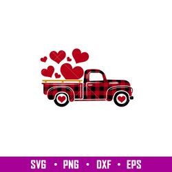 Valentines Red Truck, Valentines Red Truck Svg, Valentines Day Svg, Valentine Svg, Love Svg, png,dxf,eps file