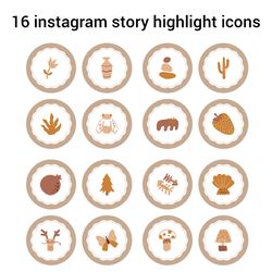 16 boho instagram story icons. aesthetic highlight instagram. instagram highlight icons in a circle digital download