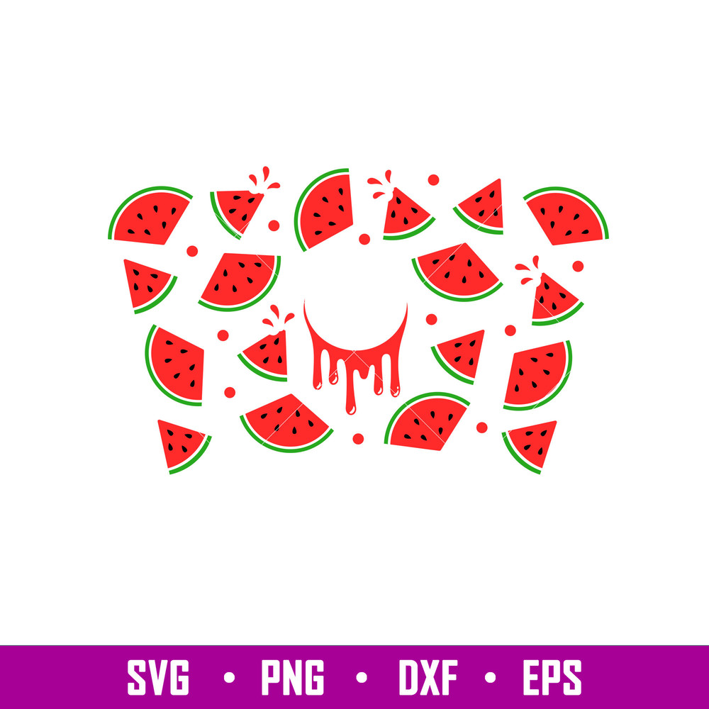 Watermelon Summer Full Wrap, Watermelon Summer Full Wrap Svg, Starbucks Svg, Coffee Ring Svg, Cold Cup Svg, png,dxf,eps file.jpg