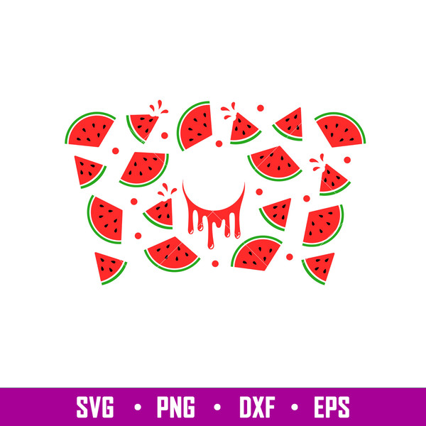 Watermelon Summer Full Wrap, Watermelon Summer Full Wrap Svg, Starbucks Svg, Coffee Ring Svg, Cold Cup Svg, png,dxf,eps file.jpg