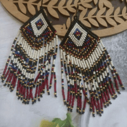 Large Dangling Earrings Statement Earrings Geometric Beaded Earrings Aztec earrings Tribal Earrings Native American