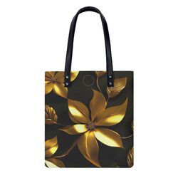 pu leather handbags bright colorful golden flowers 6d  pattern
