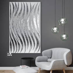 Silver Lines Painting Modern Art Contemporary Wall Art Modern Artwork Silver Painting Textured Art Canvas Painting