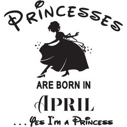 princesses are born in april yes im a princess, birthday svg, birthday girl, birthday princess, april birthday svg, prin