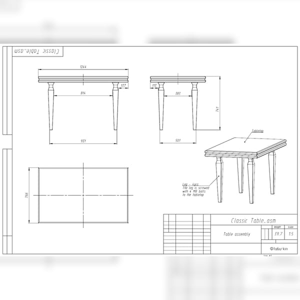 Sheet Metal Template Classic Table Project (dxf, PDF) Inspire Uplift