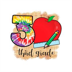 third grade png sublimation, 3rd grade png, apple png, 3 number png