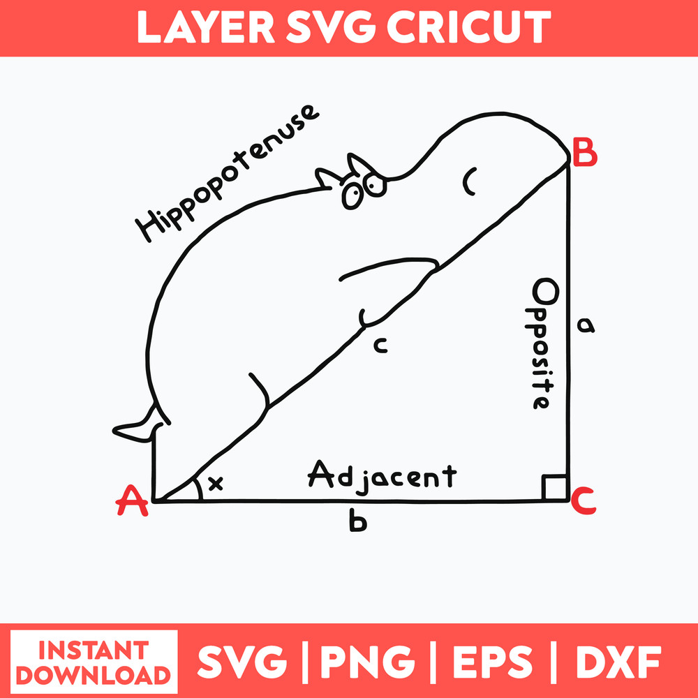 Hippopotenuse Adjacent Opposite Svg, Png Dxf Eps File.jpg