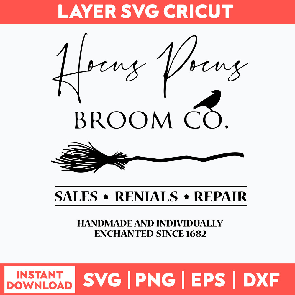 Hocus Pocus Broom Co Sales Rentals Repair Svg, Hocus Pocus Svg, Png Dxf Eps File.jpg