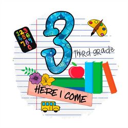 third grade here i come bus school png sublimation designs