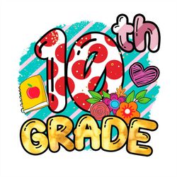 10th grade flower red polka dots png sublimation designs