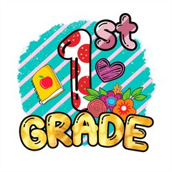 1st grade heart flower png sublimation designs