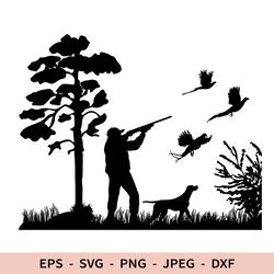 Pheasant Hunting Svg File for Cricut Hunter Dxf  Hunting Forest Png