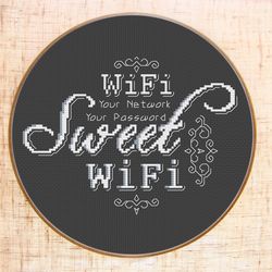 WiFi sweet WiFi cross stitch pattern Modern cross stitch Customisable cross stitch Housewarming DIY Home cross stitch