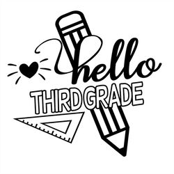 hello third grade silhouette svg, hello svg, 3rd grade svg