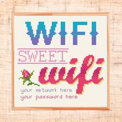 WiFi sweet WiFi cross stitch pattern Modern cross stitch Customisable cross stitch Personalized Home cross stitch