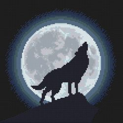 wolf cross stitch pattern moon cross stitch modern cross stitch woodland animals cross stitch forest wild embroidery