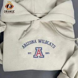 Arizona Wildcats Embroidered Sweatshirt, NCAA Embroidered Shirt, Embroidered Hoodie, Unisex T-Shirt