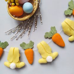 Easter bunny carrot garland pattern Easter felt pattern Felt bunny pattern Easter decor DIY Easter bunting Spring decor