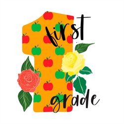 first grade png sublimation, 1 number with apple png
