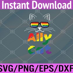 ally cat pride month straight ally gay lgbtq lgbt svg, eps, png, dxf, digital download