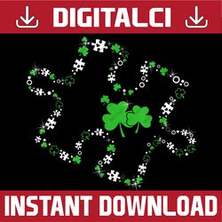 puzzle shamrocks autism awareness happy st patrick's day png sublimation designs