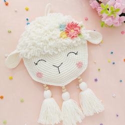 Crochet Wall Hanging Pattern, Crochet Sheep Wall Decor Pattern, Nursery Decor Neutral Crochet Pattern, Pastel Baby Decor
