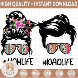 family life leopard png, momlife bundle png, family life png bundle messy bun, dadlife png, leopard mom dad , fam life p