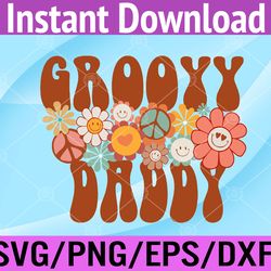 groovy daddy retro matching family baby shower father's day svg, eps, png, dxf, digital download