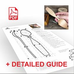 Printable simple PDF template of universal wooden spoon with detailed instructions inside