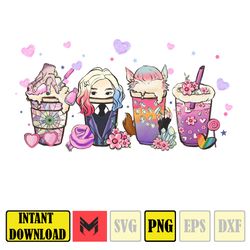 wedneday addams coffee bundle png, wedneday coffee lover png, nevermore academy png, addams family, hand drawn files (5)