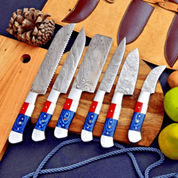 CUSTOM HANDMADE FORGED DAMASCUS STEEL CHEF KNIFE KITCHEN KNIVES CHEF SET