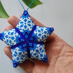 Christmas beaded home decor Holiday decor christmas garland 3D Beaded star Beaded decoration for the Christmas tree