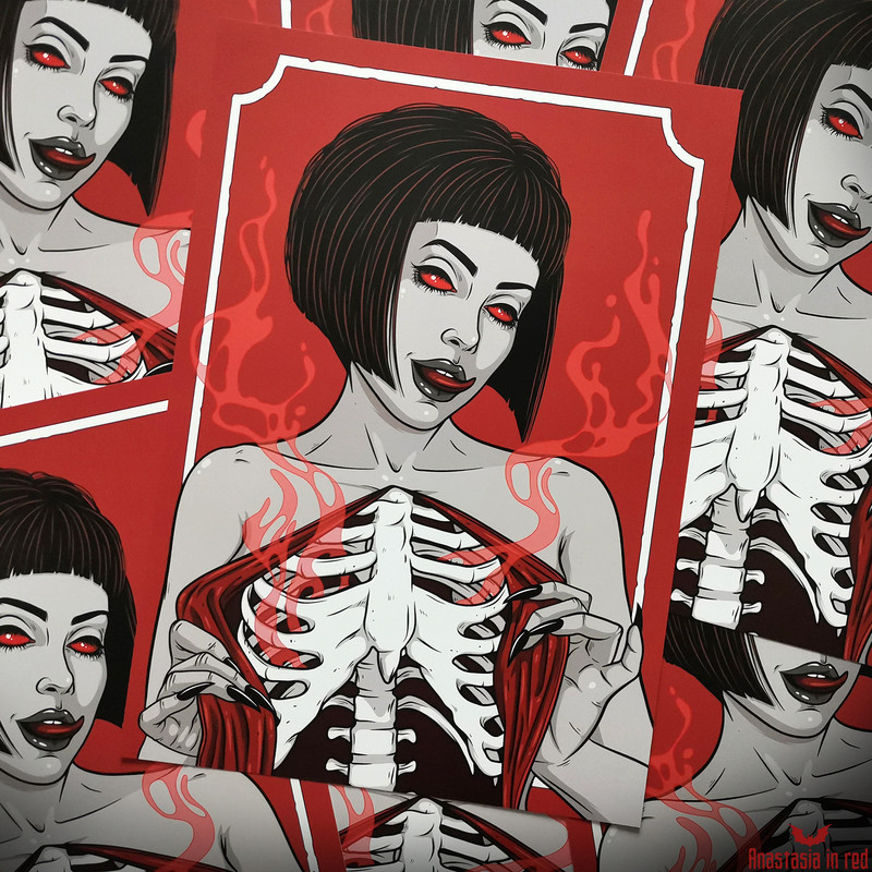 Beautiful skeleton girl poster