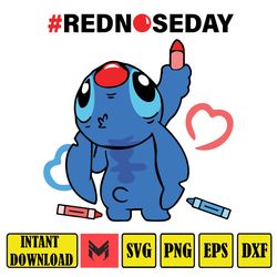 stitch red nose day svg, cartoon red nose day svg, fund raising svg, stitch svg (3)