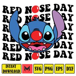 stitch red nose day svg, cartoon red nose day svg, fund raising svg, stitch svg (4)